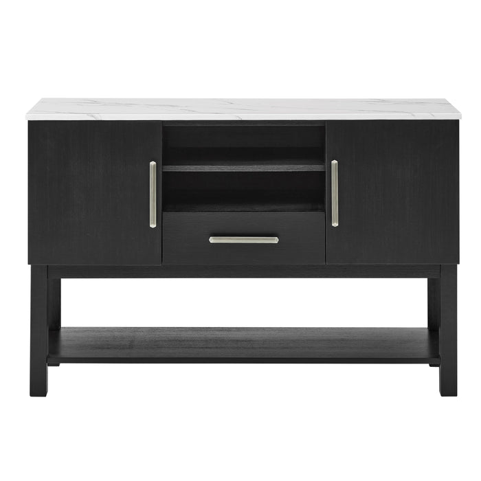 Vance Black Faux Marble Top Sideboard