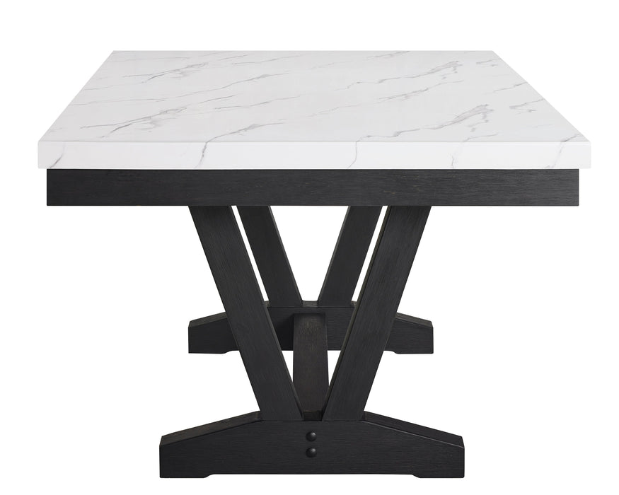 Vance White/Black Faux Marble Dining Table