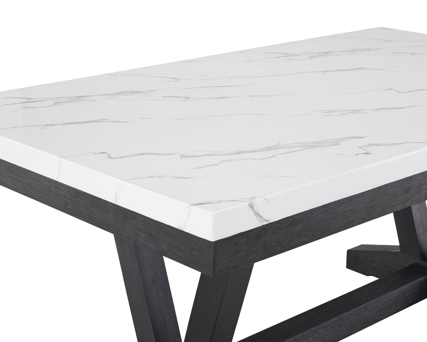 Vance White/Black Faux Marble Dining Table