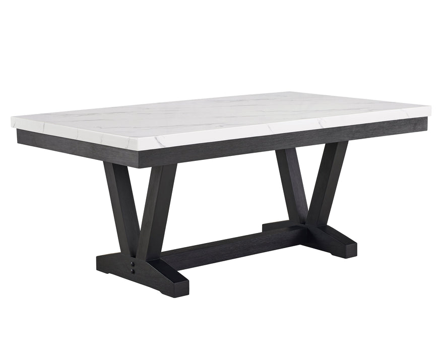 Vance White/Black Faux Marble Dining Table