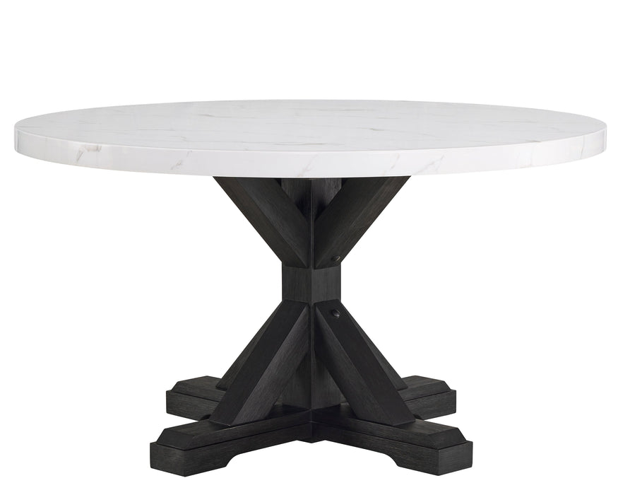 Vance White/Black Faux Marble Round Dining Table