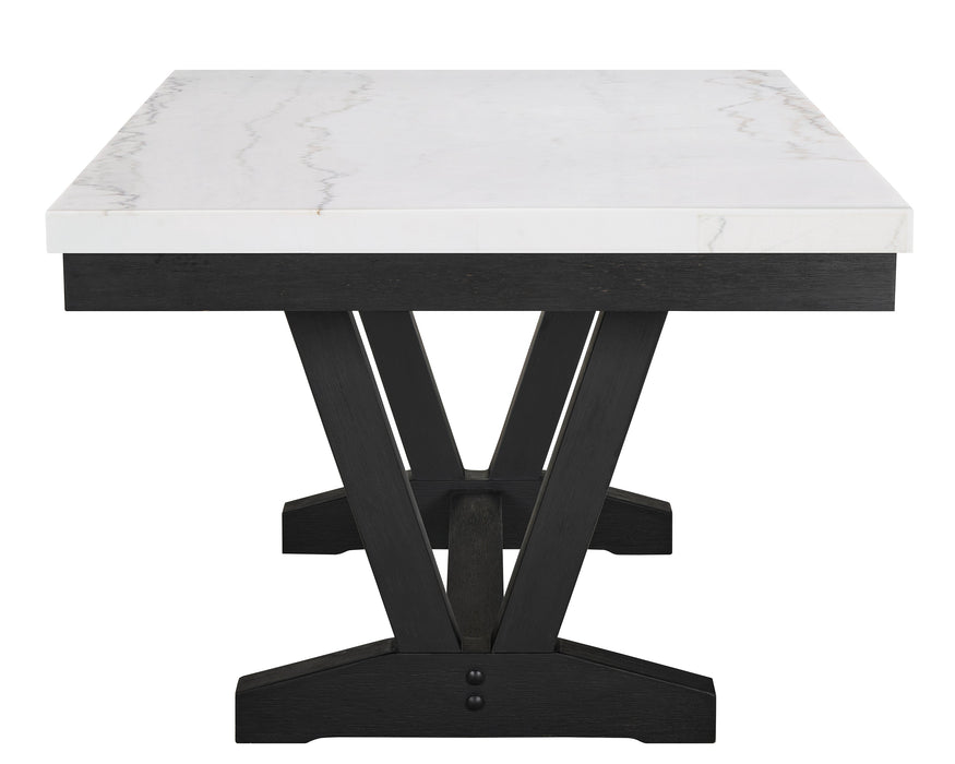 Varley White/Black Genuine Marble Dining Table