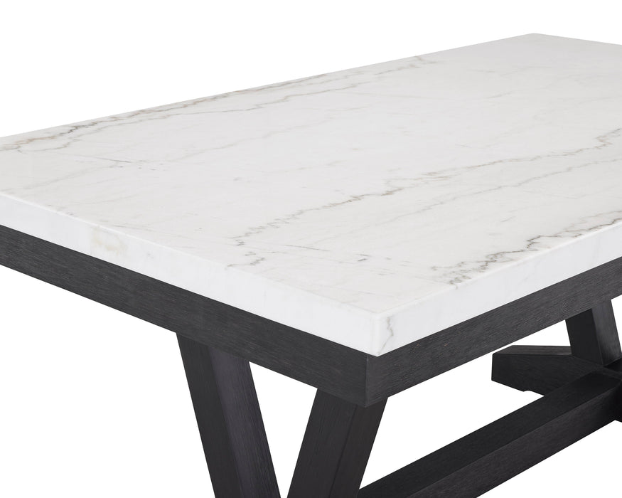 Varley White/Black Genuine Marble Dining Table