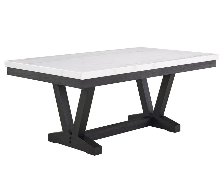 Varley White/Black Genuine Marble Dining Table