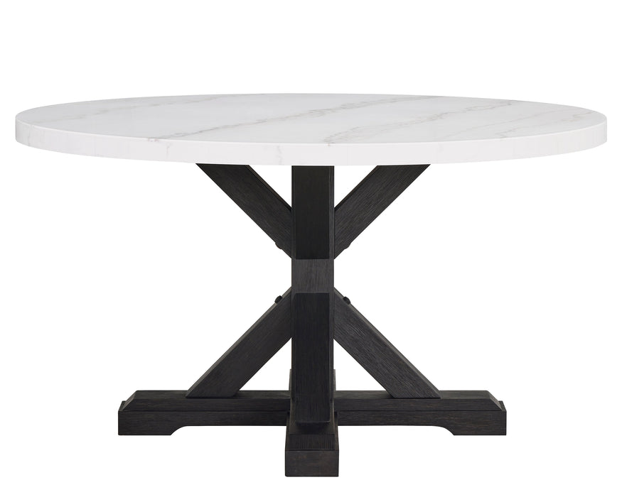 Varley White/Black Genuine Marble Round Dining Table