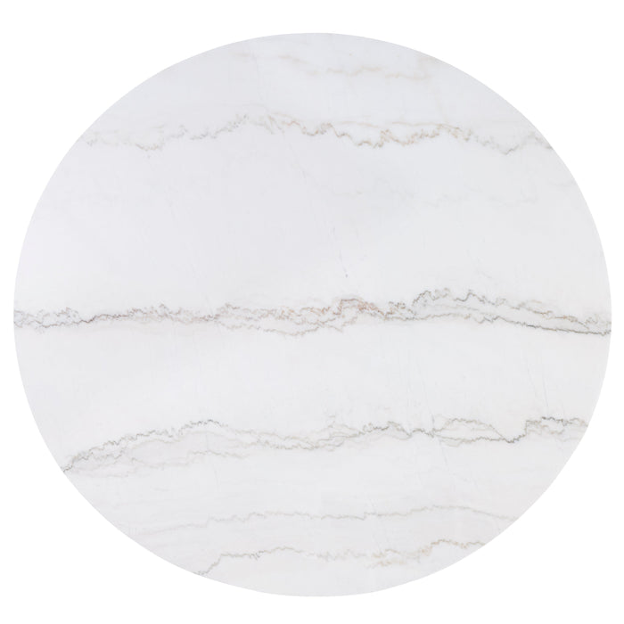 Varley White/Black Genuine Marble Round Dining Table