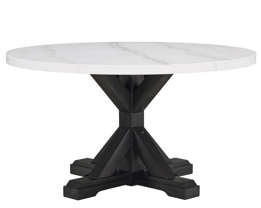 Varley White/Black Genuine Marble Round Dining Table