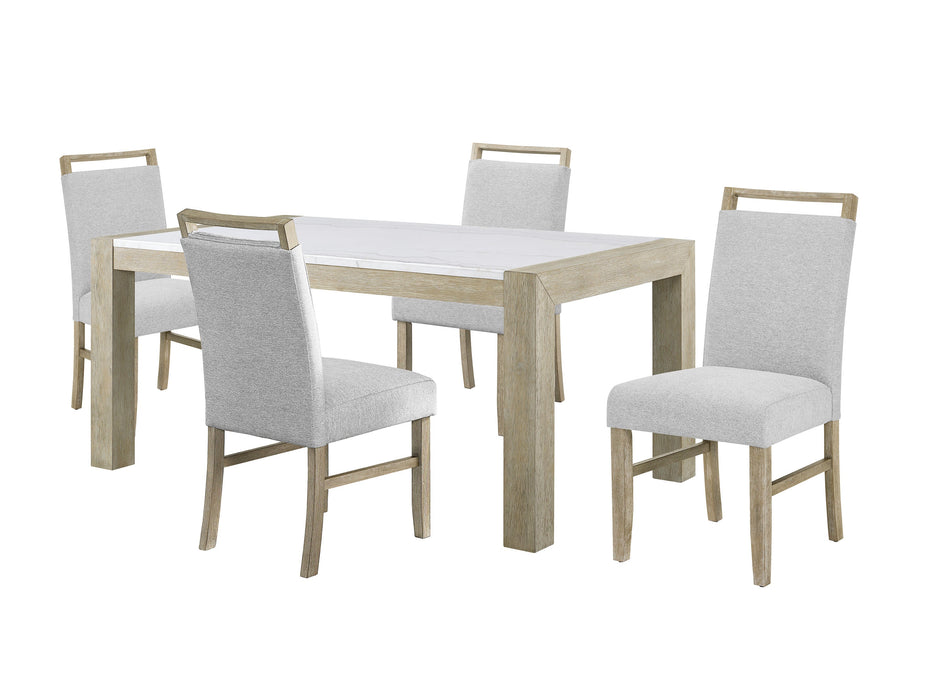 Dune Light Gray Genuine Marble Dining Set