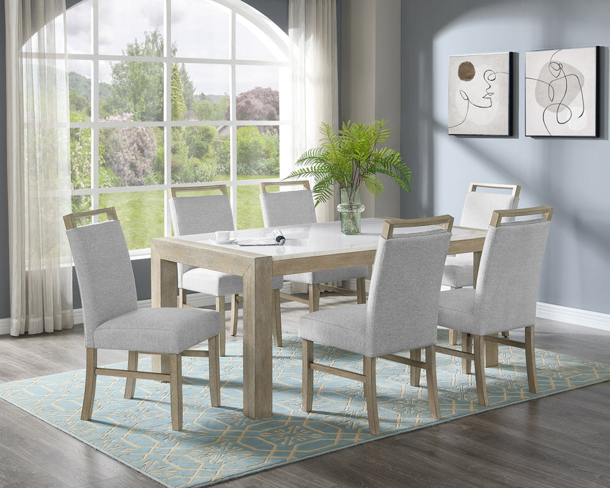 Dune Light Gray Genuine Marble Dining Set