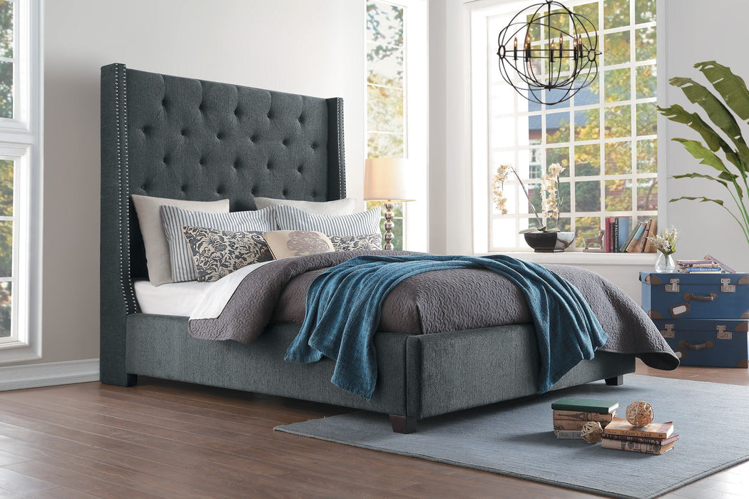 Fairborn Gray King Upholstered Storage Platform Bed