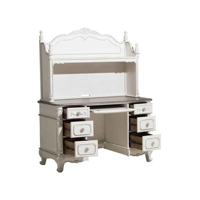 Cinderella Antique White Writing Desk with Hutch