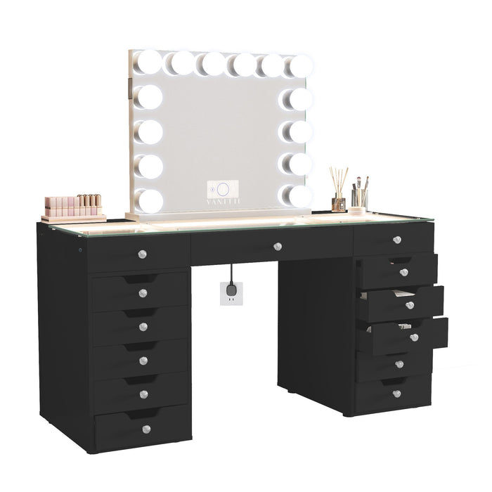 VANITII Eva Vanity Desk  - 13 Storage Drawers with Full Light &RGB