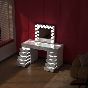 VANITII Eva Vanity Desk with Lights and 14bulbs Vanity Mirror (Only sell in Dallas and California)