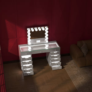 VANITII Eva Vanity Desk with Lights and 14bulbs Vanity Mirror (Only sell in Dallas and California)