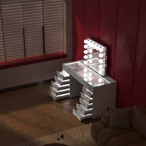 VANITII Eva Vanity Desk with Lights and 14bulbs Vanity Mirror (Only sell in Dallas and California)