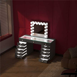 VANITII Eva Vanity Desk with Lights and 14bulbs Vanity Mirror (Only sell in Dallas and California)