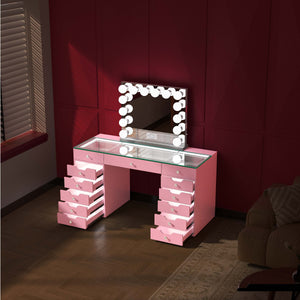 VANITII Eva Vanity Desk with Lights and 14bulbs Vanity Mirror (Only sell in Dallas and California)