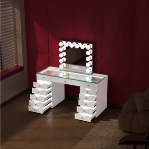 VANITII Eva Vanity Desk with Lights and 14bulbs Vanity Mirror (Only sell in Dallas and California)
