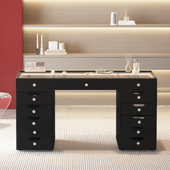 VANITII Eva Vanity Desk  - 13 Storage Drawers with Full Light &RGB