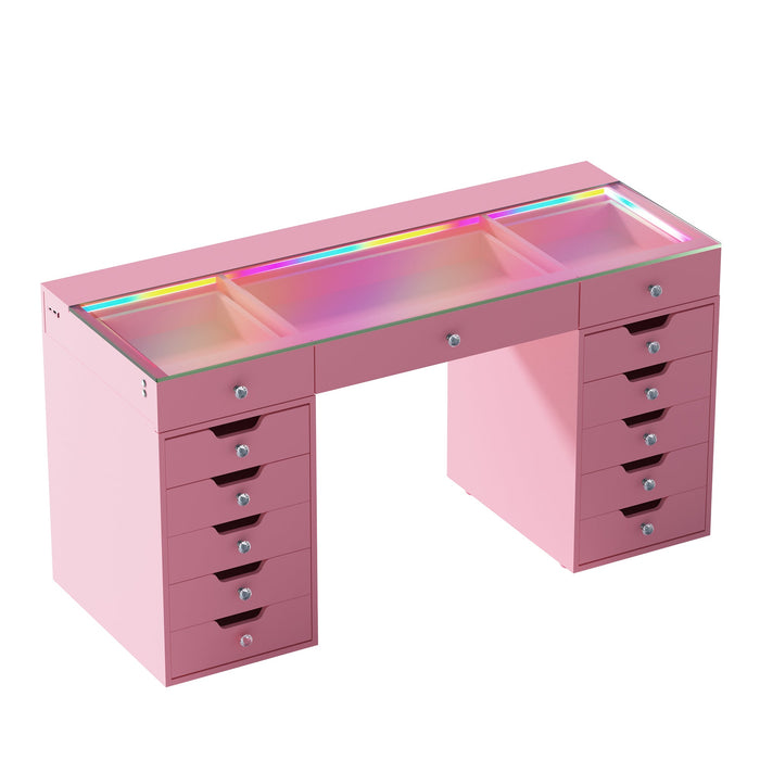 VANITII Eva Vanity Desk  - 13 Storage Drawers with Full Light &RGB