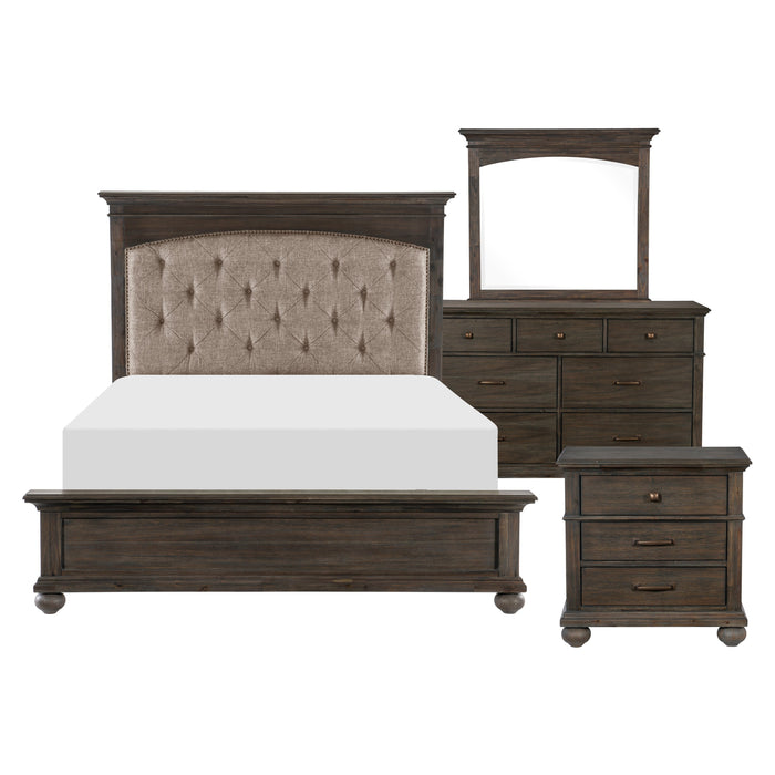 Motsinger Brown 4-Piece Bedroom Set (Queen Bed, Nightstand, Dresser, Mirror)