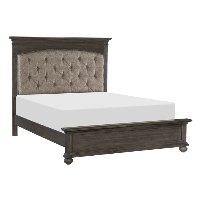 Motsinger Brown King Upholstered Panel Bed