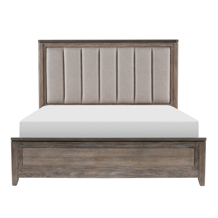 Newell Light Brown Queen Upholstered Panel Bed