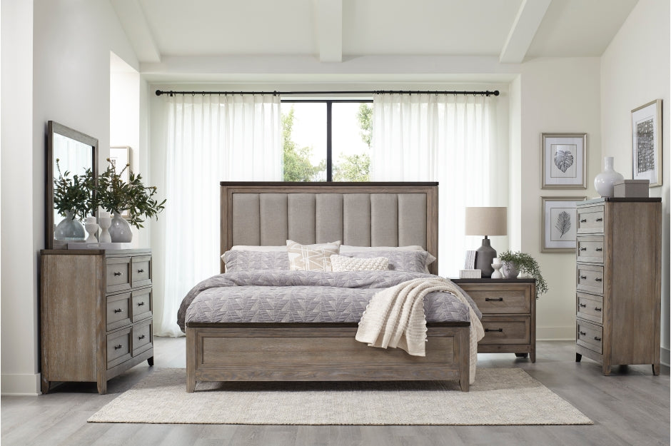 Newell Light Brown Upholstered Panel Bedroom Set