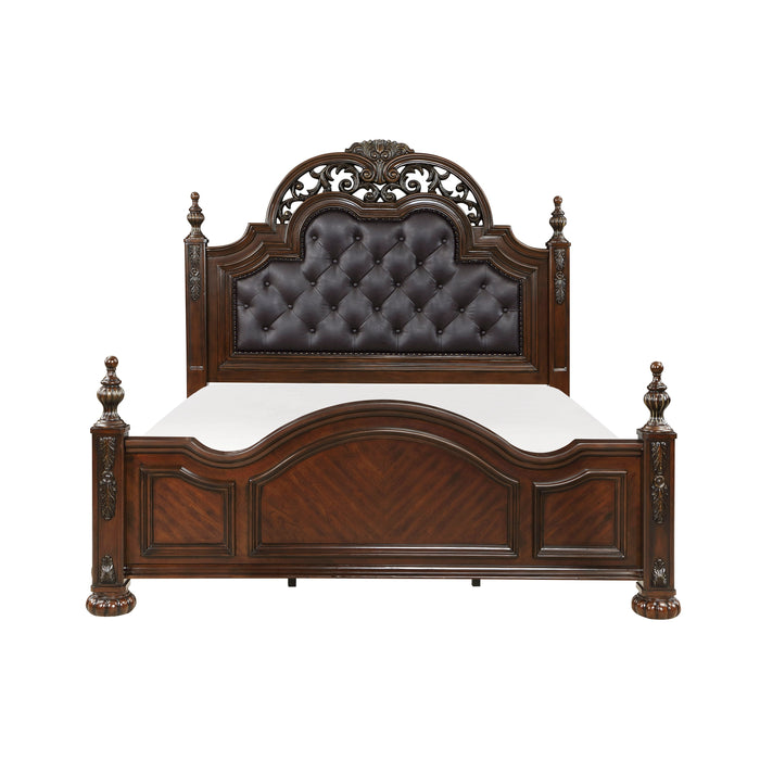 Adelina Cherry 4-Piece Bedroom Set (Queen Bed, Nightstand, Dresser, Mirror)