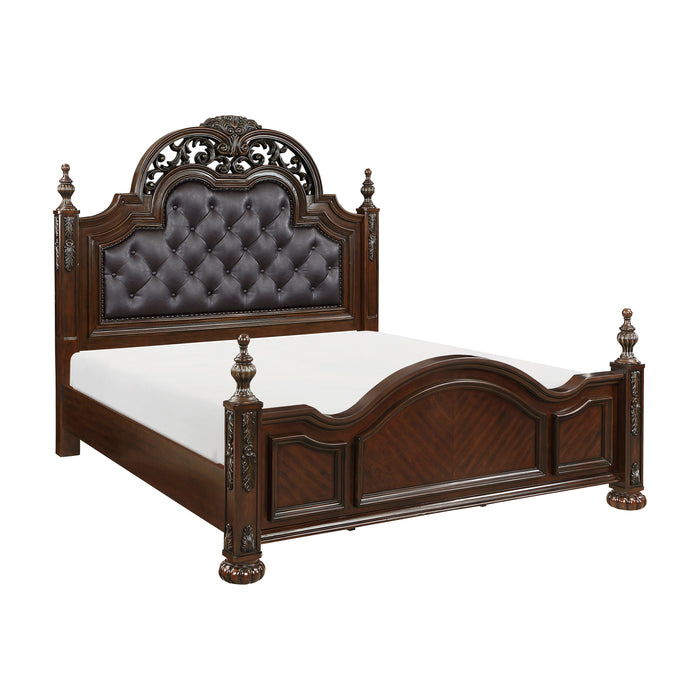 Adelina Cherry 4-Piece Bedroom Set (Queen Bed, Nightstand, Dresser, Mirror)