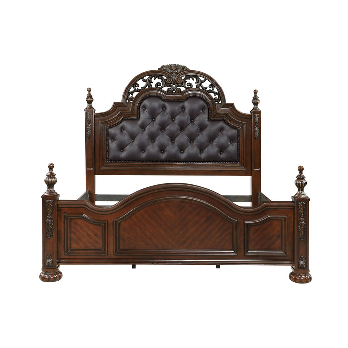 Adelina Cherry 4-Piece Bedroom Set (Queen Bed, Nightstand, Dresser, Mirror)