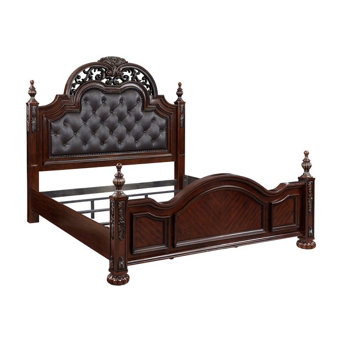 Adelina Cherry 4-Piece Bedroom Set (Queen Bed, Nightstand, Dresser, Mirror)