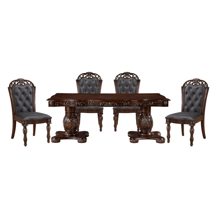 Adelina Cherry 5-Piece Dining Room Set (Table and 4 Chairs)