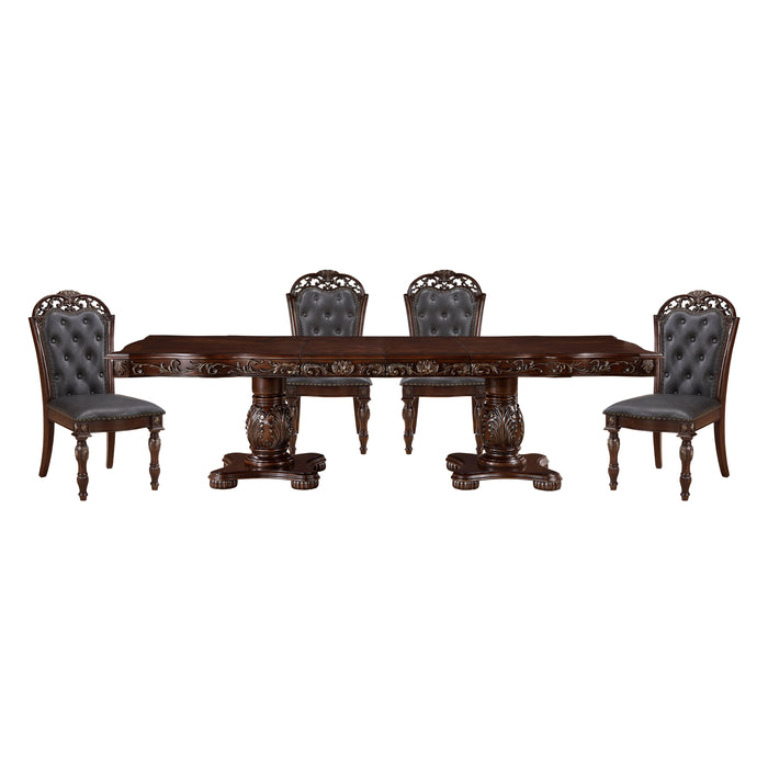 Adelina Cherry 5-Piece Dining Room Set (Table and 4 Chairs)