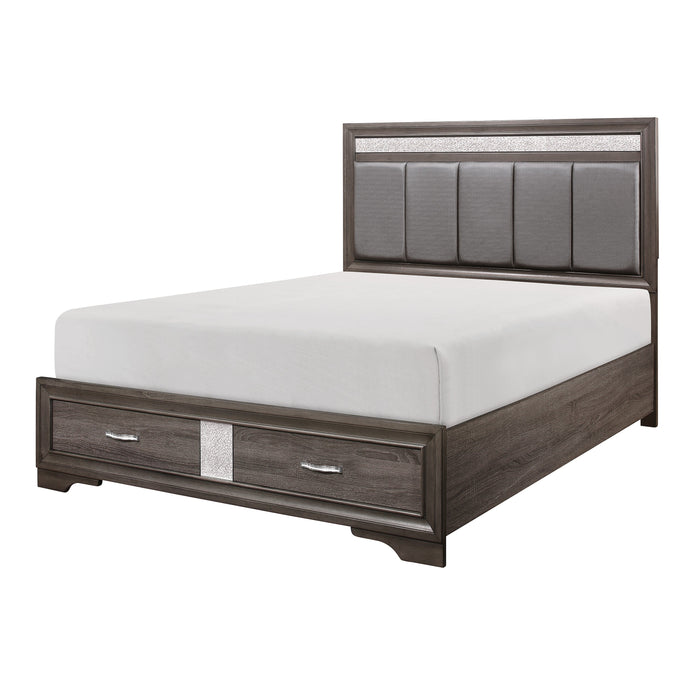 Luster Gray Upholstered Storage Platform Bedroom Set