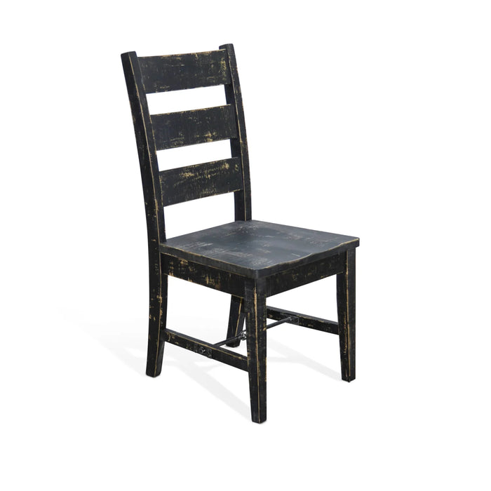 Purity Craft Black Sand Ladderback Chair with Turnbuckle, Wood Seat Black Sand