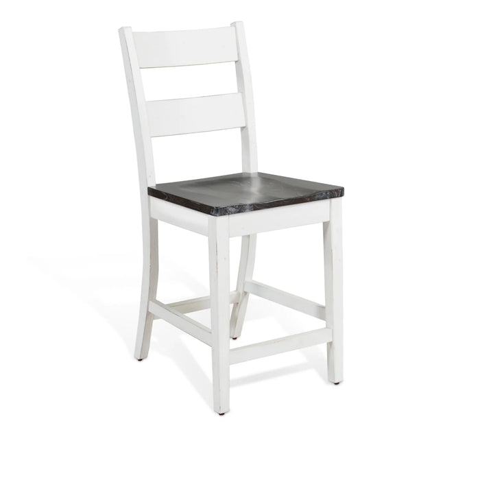 Purity Craft Counter Ladderback Barstool, Wood Seat European Cottage