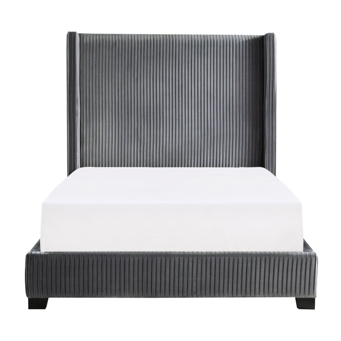 Glenbury Dark Gray Velvet Upholstered California King Bed