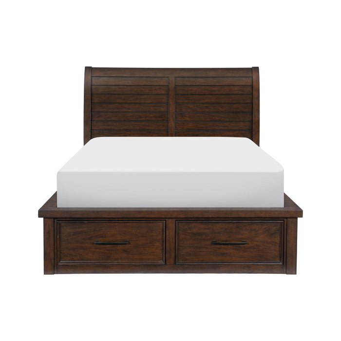 Logandale Brown Queen Sleigh Storage Platform Bed