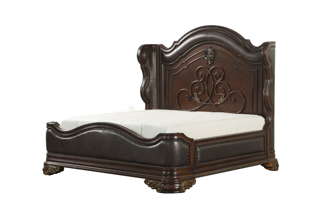 Royal Highlands Rich Cherry Upholstered Panel Bedroom Set