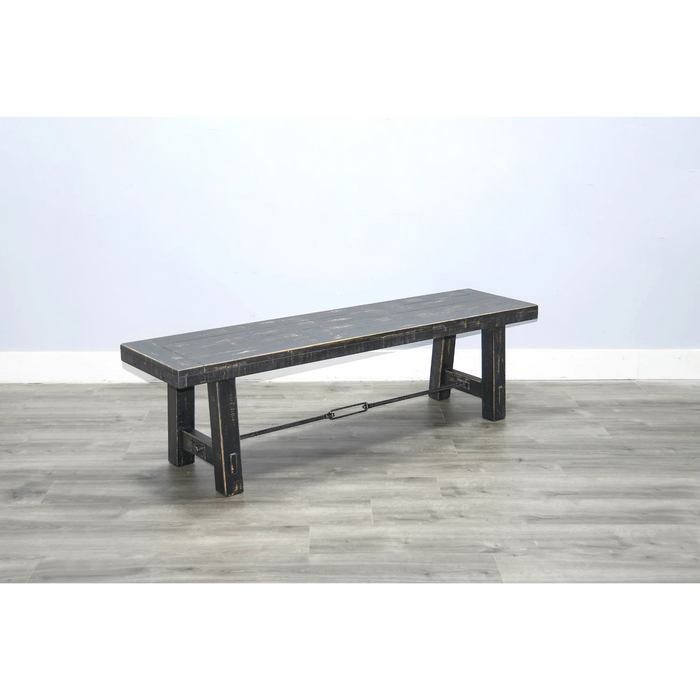 Purity Craft 64' Black Sand Bench with Turnbuckle, Wood Seat Black Sand