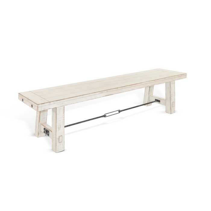 Purity Craft 64' White Sand Bench with Turnbuckle, Wood Seat White Sand