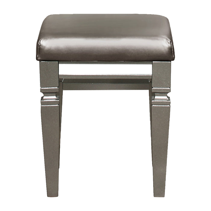 Tamsin Silver/Gray Metallic Vanity Stool