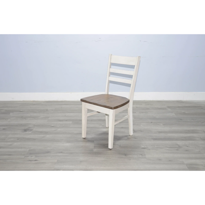 Purity Craft Ladderback Chair, Wood Seat Marble White and Buck Skin