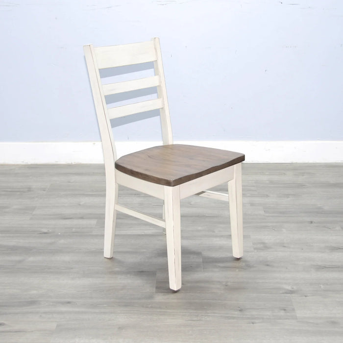 Purity Craft Ladderback Chair, Wood Seat Marble White and Buck Skin