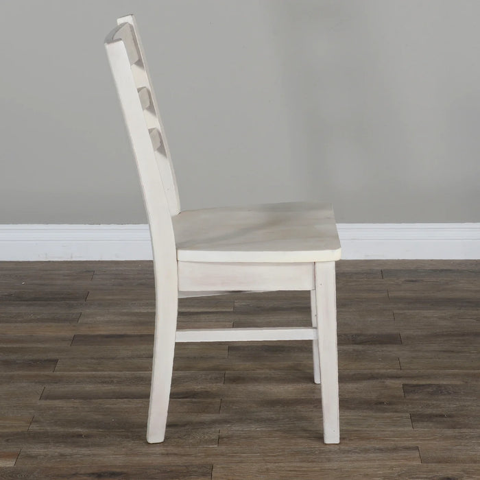 Purity Craft Ladderback Chair, Wood Seat Marble White