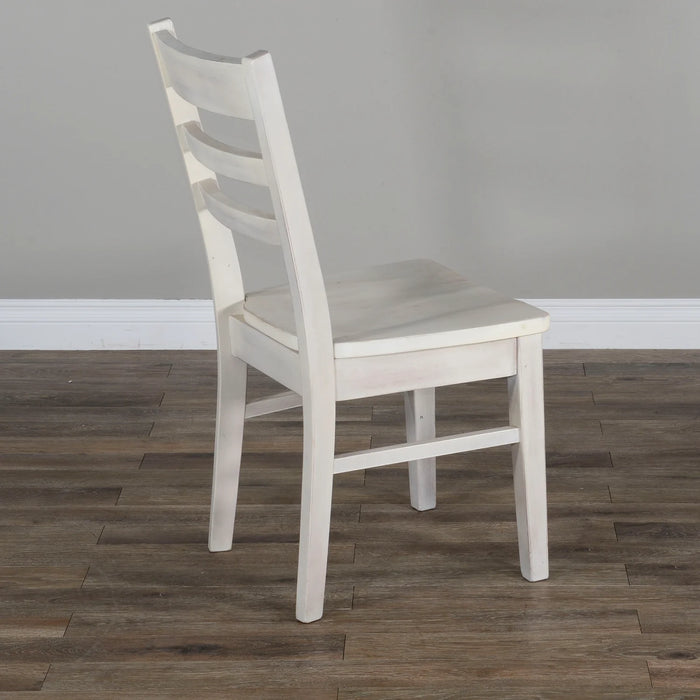 Purity Craft Ladderback Chair, Wood Seat Marble White