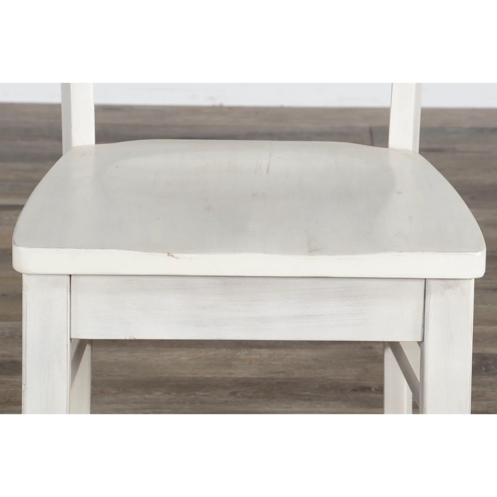 Purity Craft Ladderback Chair, Wood Seat Marble White