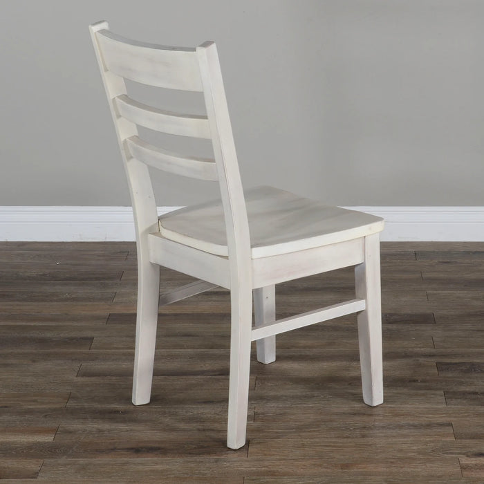 Purity Craft Ladderback Chair, Wood Seat Marble White