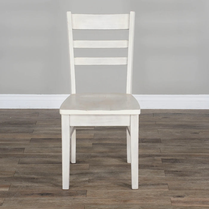 Purity Craft Ladderback Chair, Wood Seat Marble White